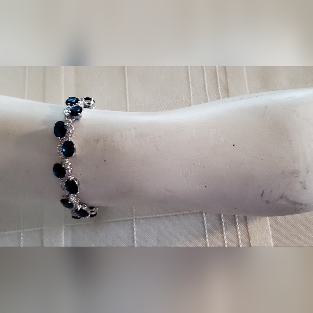 Elegant .925 Sterling Silver and Blue Crystal Bracelet